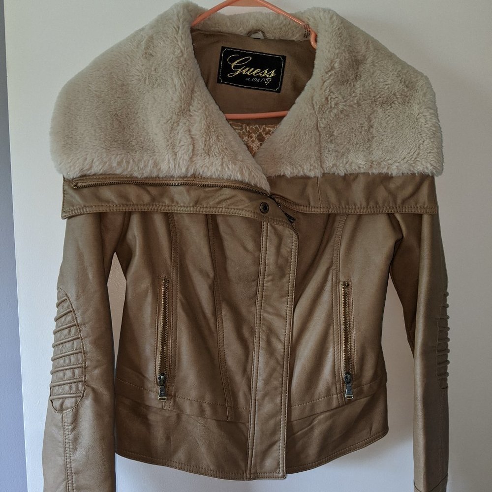 Guess Faux Furr Leather Jacket